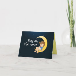 Een jongen slapend op de maan helgkort