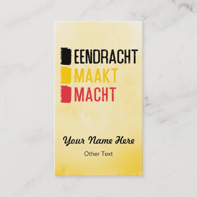Eendracht Maakt Macht Belgium Motto Affärskort Visitkort (Framsida)