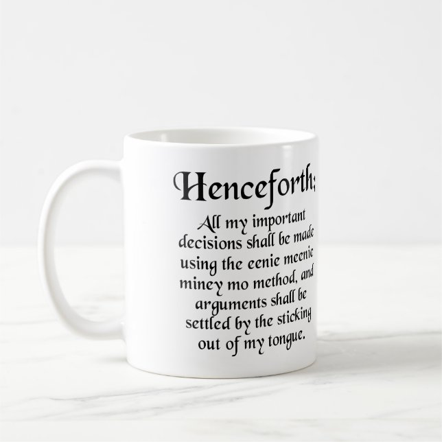 Eenie Meenie Miney Mo Rolig Mugg eller Resemugg (Vänster)