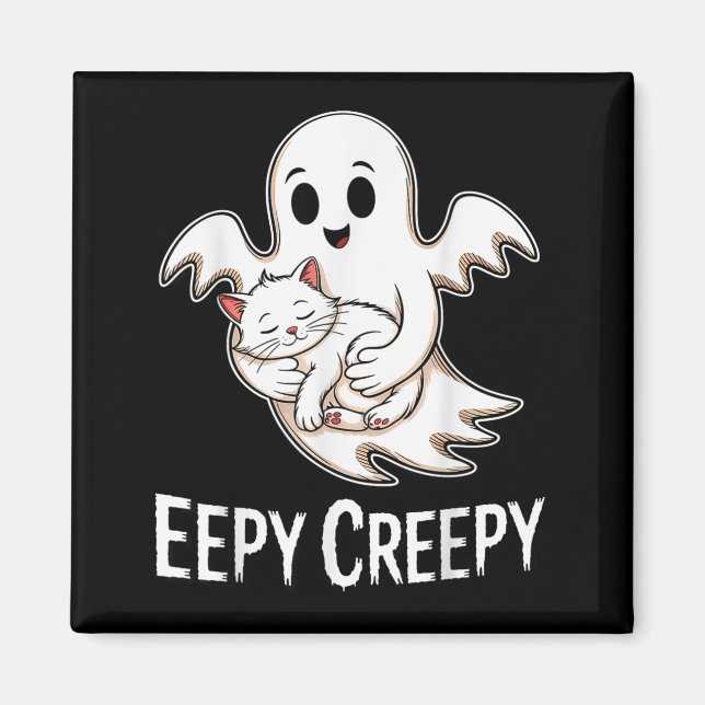 Eepy creepy – söt sovande katt och spök Halloween  Magnet (Framsidan)