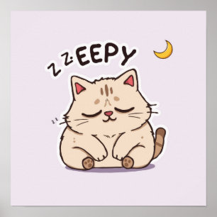 Eepy Sömnig Katt Poster