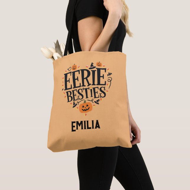Eerie Besties Namn Halloween Tote Bag för vänner Tygkasse (Närbild)