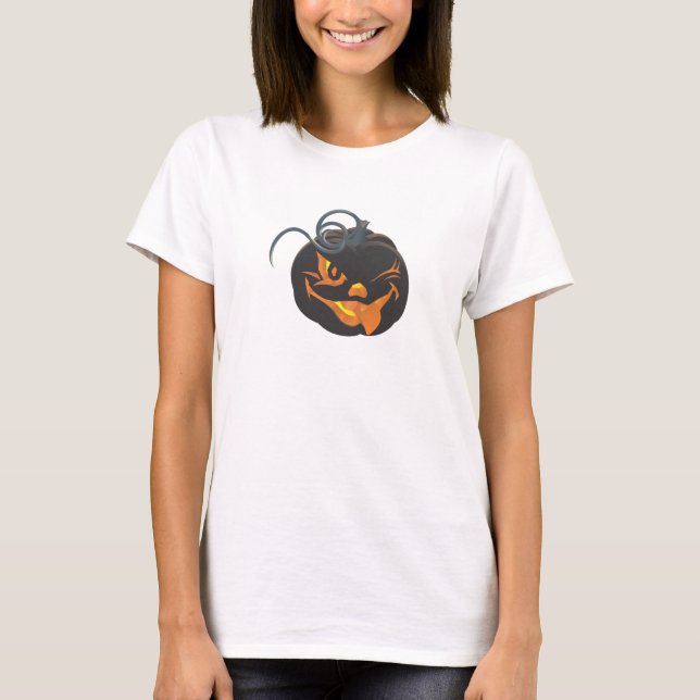 eerie Black Pumpkin Halloween Shirt Tee (Framsida)