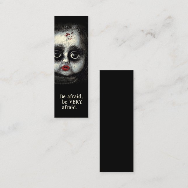 Eerie Creepy Doll Halloween Mini Bookmark Visitkort (Fram/baksida)