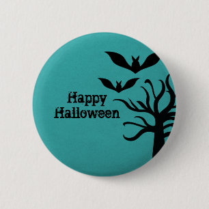 Eerie Fladdermöss Halloween Button, Aqua Knapp