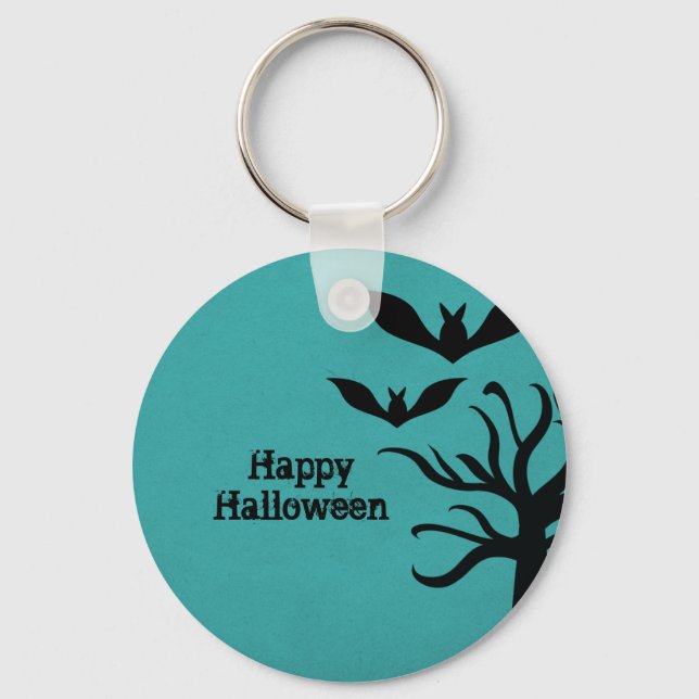 Eerie Fladdermöss Halloween Keychain, Aqua Nyckelring (Framsida)