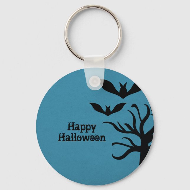 Eerie Fladdermöss Halloween Keychain, Blue Nyckelring (Framsida)