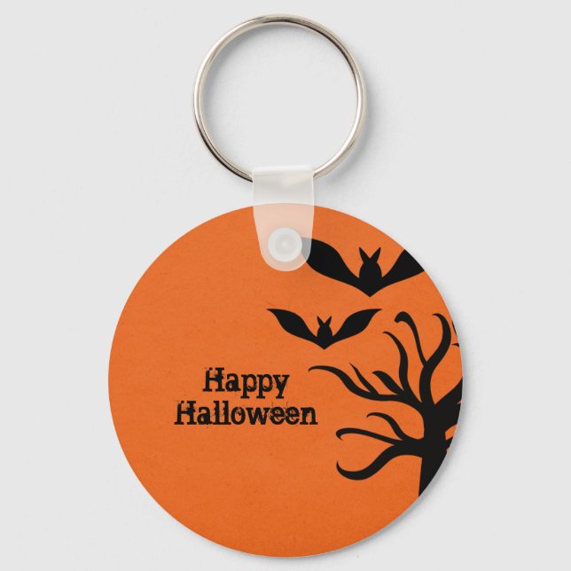 Eerie Fladdermöss Halloween Keychain, Orange Nyckelring (Framsida)
