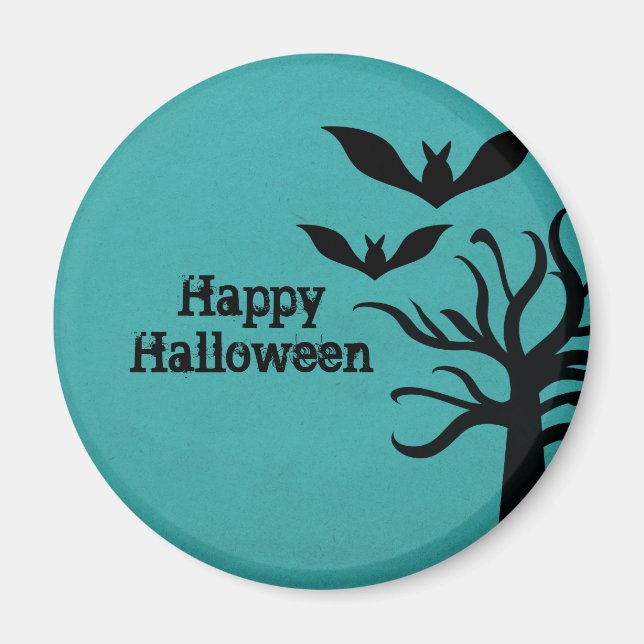 Eerie Fladdermöss Halloween Magnet, Aqua Magnet (Framsidan)