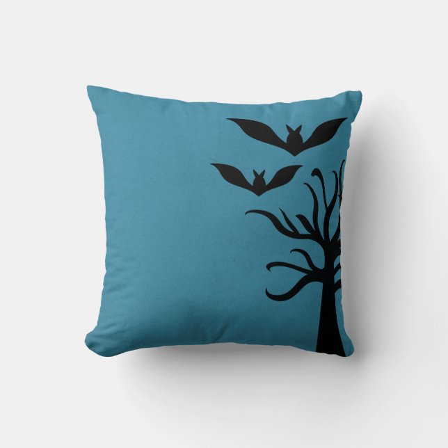 Eerie Fladdermöss Halloween Pillow, Blue Kudde (Framsida)