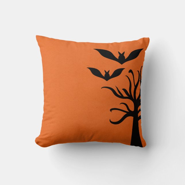 Eerie Fladdermöss Halloween Pillow, Orange Kudde (Framsida)