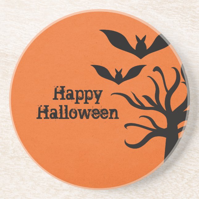 Eerie Fladdermöss Halloween Underlägg, Orange Underlägg Sandsten (Framsidan)