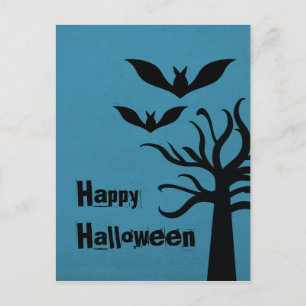 Eerie Fladdermöss Halloween vycard, Blue Vykort