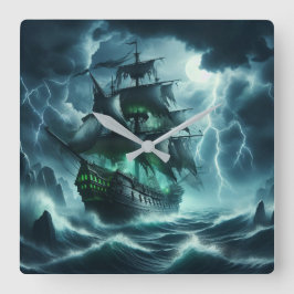 Eerie Flies Dutchman A Ghost Frakt of the Sea Fyrkantig Klocka