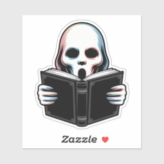 Eerie Ghost with Bok - Creepy Halloween Art Art Klistermärken