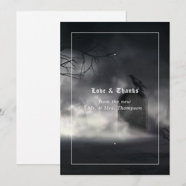 Eerie Gothic Bröllop Tack Kort (Fram/baksida)