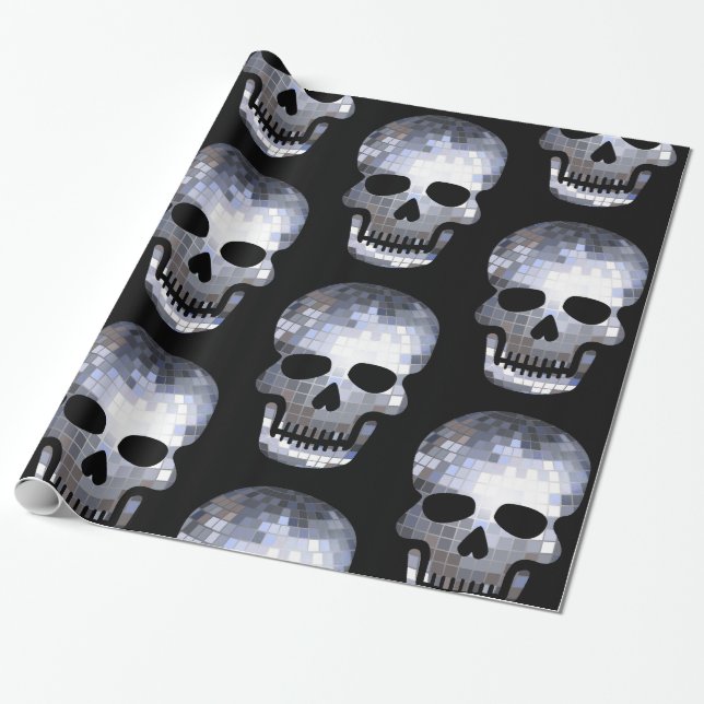 Eerie halloween disco boll skalle presentpapper (Utrullad)