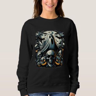 Eerie Halloween Ghost och Döskallars Art T Shirt