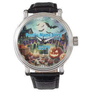 Eerie Halloween Night Watercolor Armbandsur