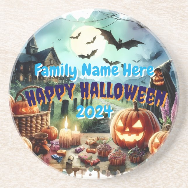 Eerie Halloween Night Watercolor Underlägg (Framsidan)