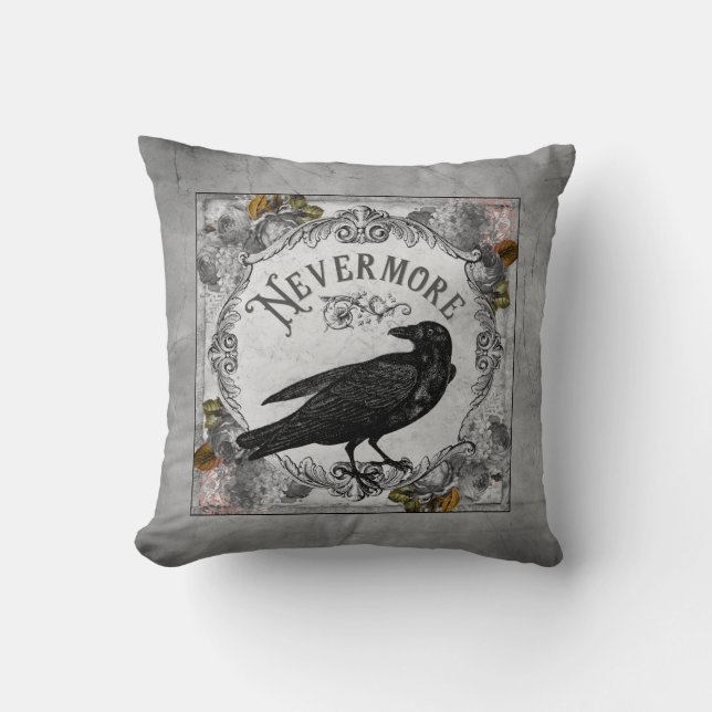 Eerie Halloween Raven Literary Horror Kudde (Framsida)