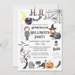 Eerie Night Spooky Costume Halloween fest Inbjudningar