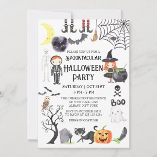 Eerie Night Spooky Costume Halloween fest Inbjudningar