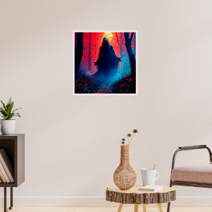 Eerie Shadow in Crimson Skogen Design Poster