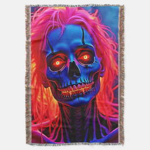 Eerie Skeleton med Rosa Hair Design Filt