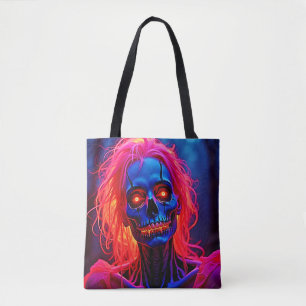 Eerie Skeleton med Rosa Hair Design Tygkasse