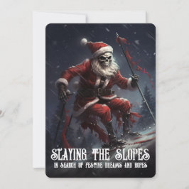 Eerie Skeleton Santa Ski Goth Macabre jul Julkort