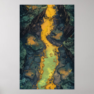 Eerie top-down View of Smoke-Filled Sulfur Cave Po Poster
