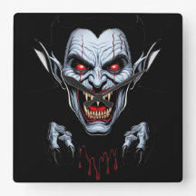 Eerie Vampire Ansikte Wall Clock