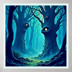Eerie Woodland Ögon Poster