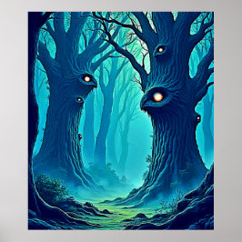 Eerie Woodland Ögon Poster