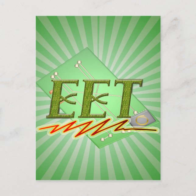 EET - LOGOTYP AV ELECTRICAL INGENJÖR TECH CIRCUIT  VYKORT (Framsida)