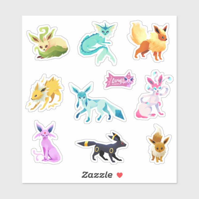 Eeveelutions sticker set klistermärken (Ark)