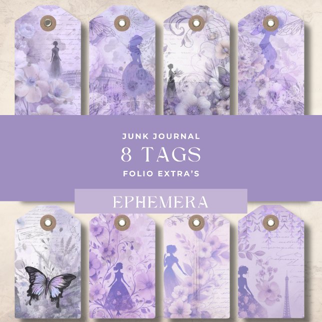 Efemära Etiketter Decoupage Scrapbook Skrot Journa (Ephemera Tags Perfect for Scrapbooking Junk Journal and Card Making and Paper Crafts)
