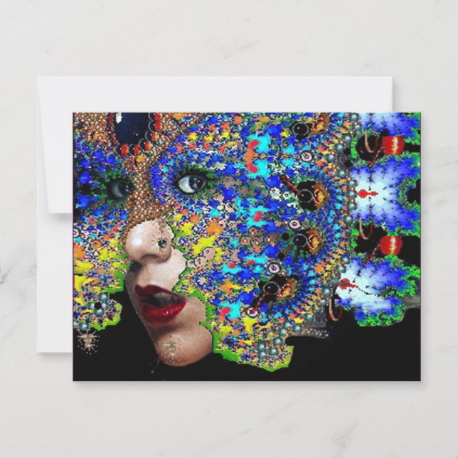 EFEMERISKT Mardi Gras Masquerade-fest, Blå, Masker Inbjudningar (Framsida)