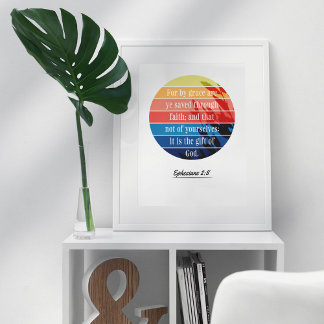 Efesier 2:8 KJV-Multifärgad Poster