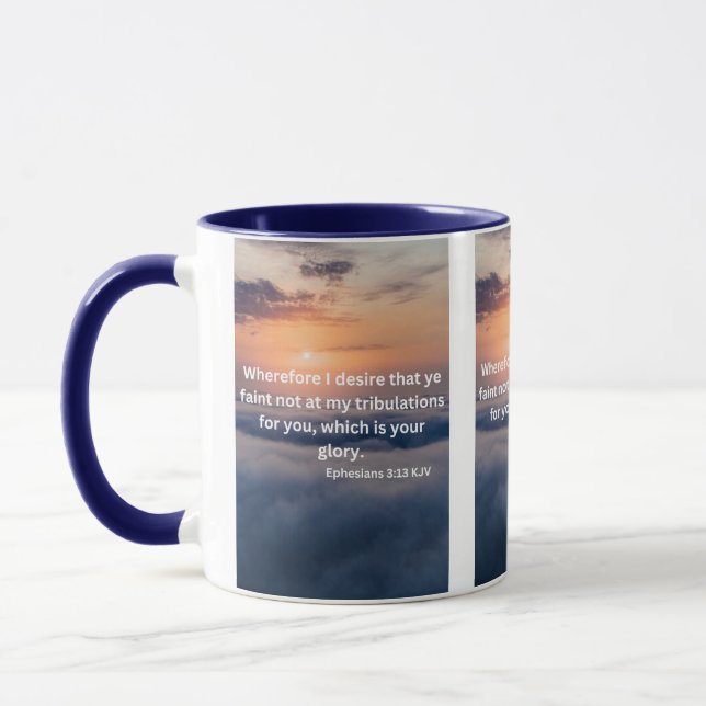 Efesier 3:13 KJV Bible Verse Pic Two-Tone Mugg (Vänster)