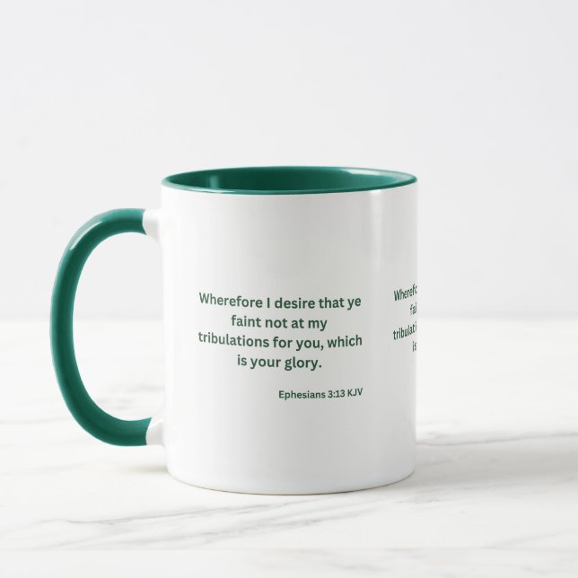 Efesier 3:13 KJV Bible Verse Two-Tone Mugg (Vänster)
