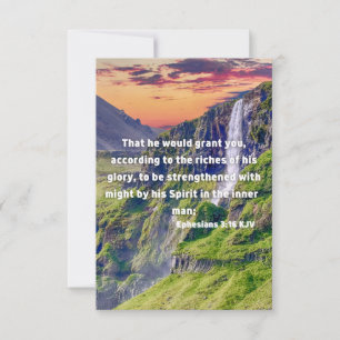 Efesier 3:16 KJV Bible Verse Pic Flat Hälsning Kort