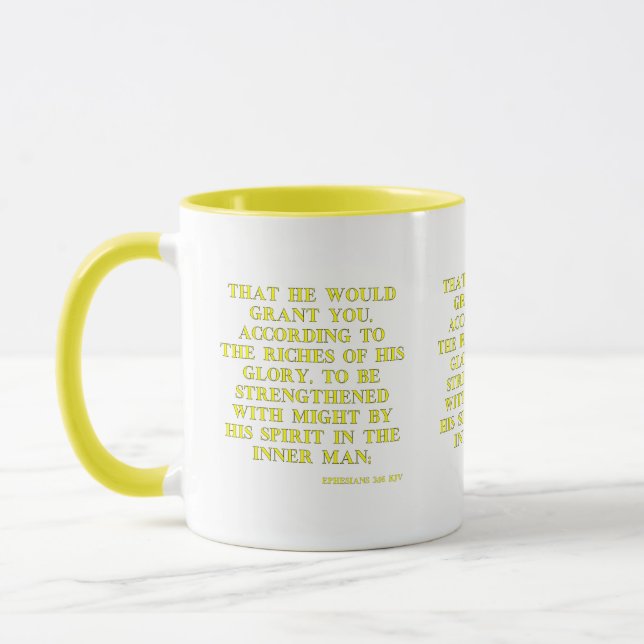 Efesier 3:16 KJV Bible Verse Two-Tone Mugg (Vänster)