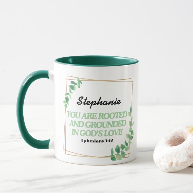 Efesier 3:17 Du är rotad Personlig mugg (Med munk)