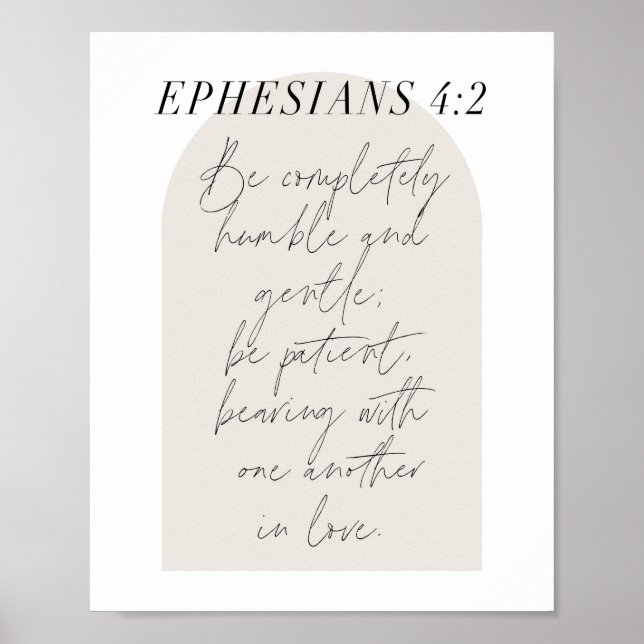 Efesier. 4:2 Minimal Boho Beige Arch Poster (Framsidan)