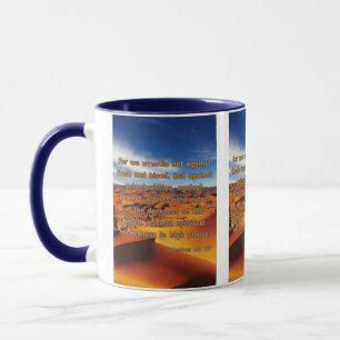 Efesier 6:12 KJV Bible Verse Pic Two-Tone Mugg