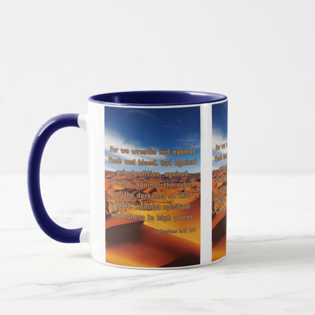 Efesier 6:12 KJV Bible Verse Pic Two-Tone Mugg (Vänster)