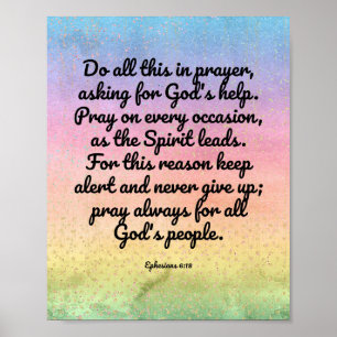 Efesier 6:18 regnbåge Bible Prayer Poster