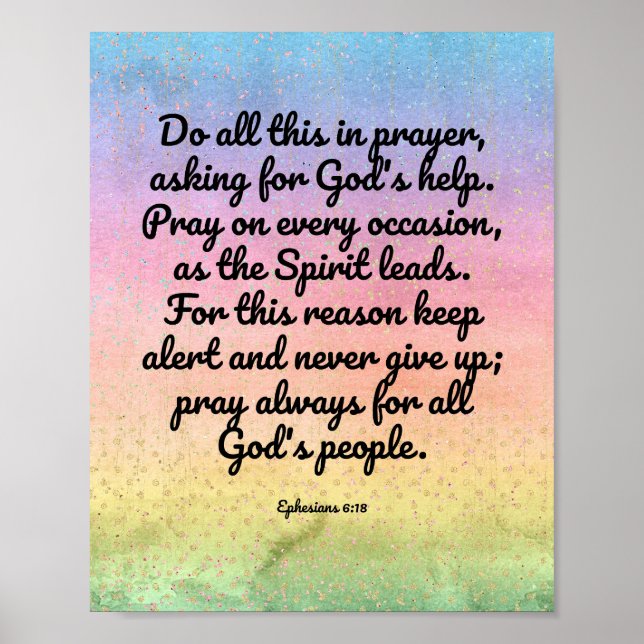 Efesier 6:18 regnbåge Bible Prayer Poster (Framsidan)